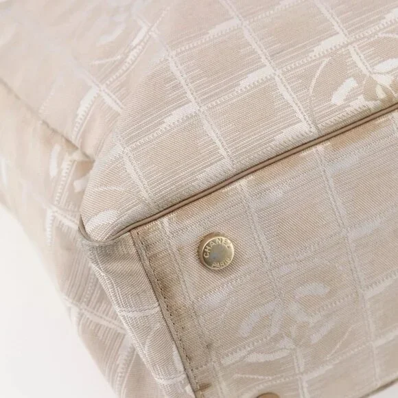 CHANEL New Travel Line Tote Bag Nylon Beige Gold CC Auth mr1594 - Picture 5 of 16